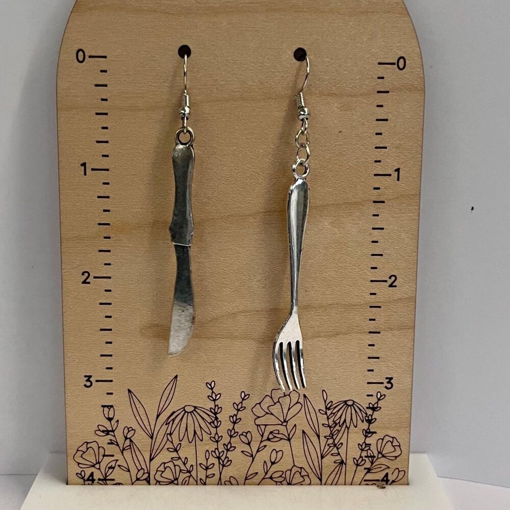 Let's Eat earrings: whimsical little fork and knife earrings